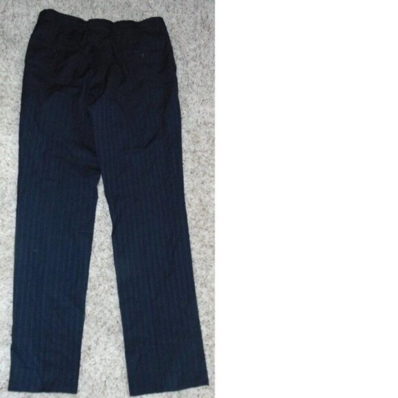 Mens Dress Pants Wool Black Pin Striped 34x34 Flat Front Suit Pants Axcess - Picture 3 of 4